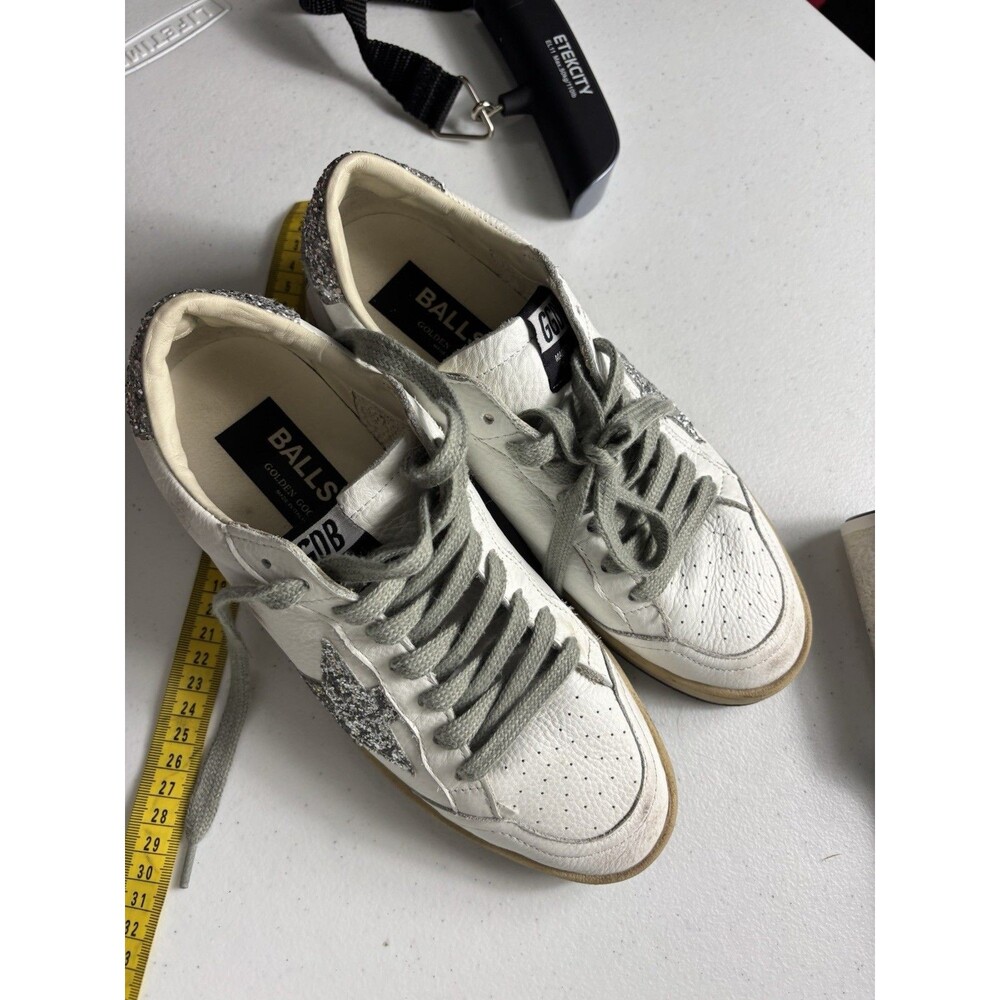 Golden Goose Ball Star Sneaker White Leather/Silver Glitter sz 39 - Picture 12 of 16